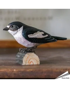 DecoBird - Bonte vliegenvanger | Houtgesneden vogel | lindenhout