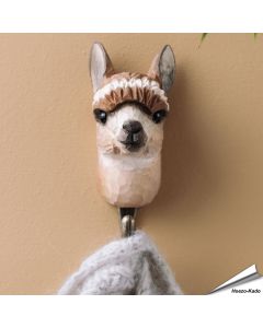 Kledinghaak - Alpaca ✔️ Gemaakt van hoogwaardig hout en met de hand beschilderd ✔️ Handgemaakt en milieuvriendelijk ✔️ Maximaal draagvermogen: 10 kg ➤ Bestel nu bij Vogelhuisje.com