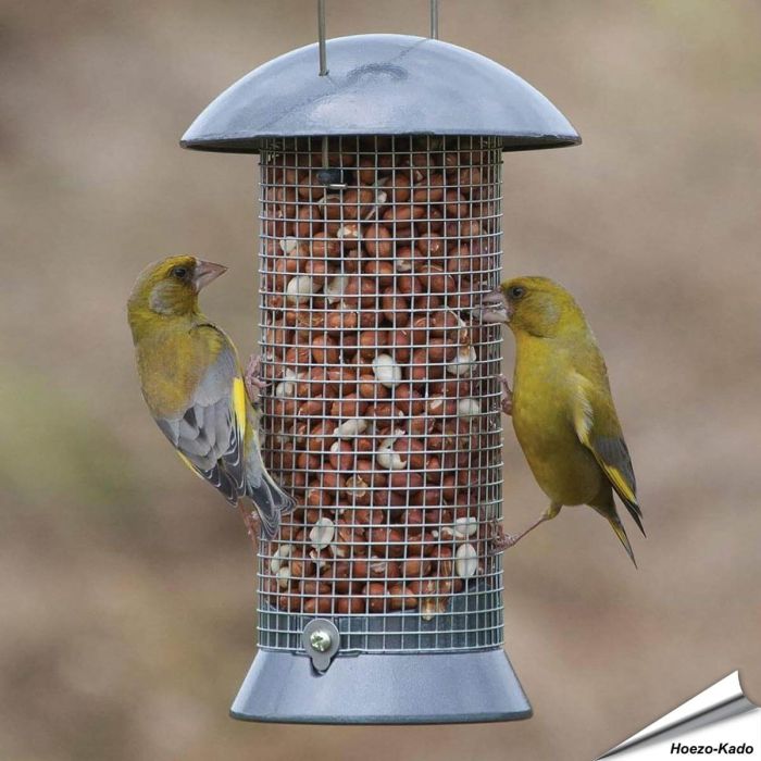 Metalen pindasilo voor vogels met gaas - www.hoezo-kado.nl