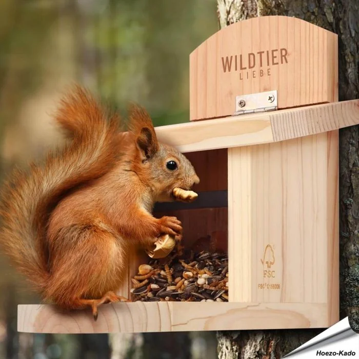 Voederhuis voor eekhoorns | FSC-gecertificeerd hout | Vogelhuisje.com