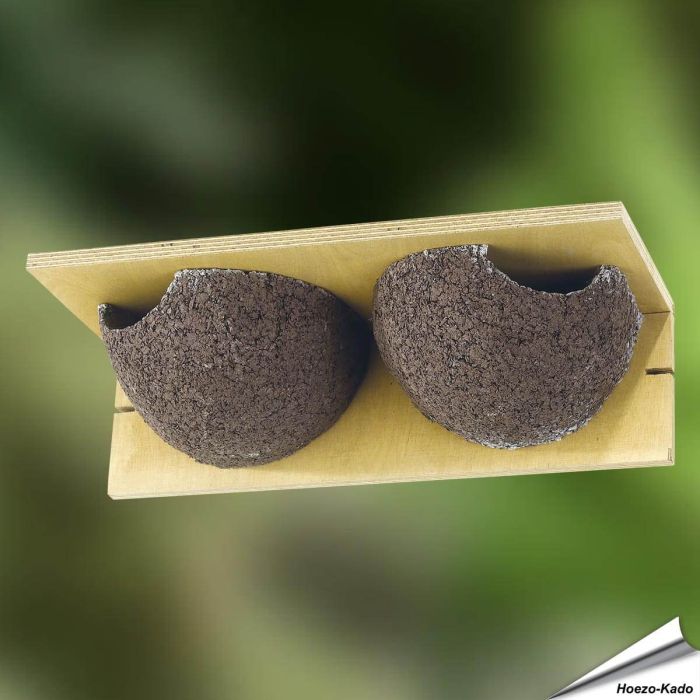 Dubbele nestkast voor de huiszwaluw ✔️ Aanbevolen door Vogelbescherming NL ✔️ FSC-gecertificeerd houtbeton / hout ✔️ Kunstnest ✔️ Koop nu bij Vogelhuisje.com
