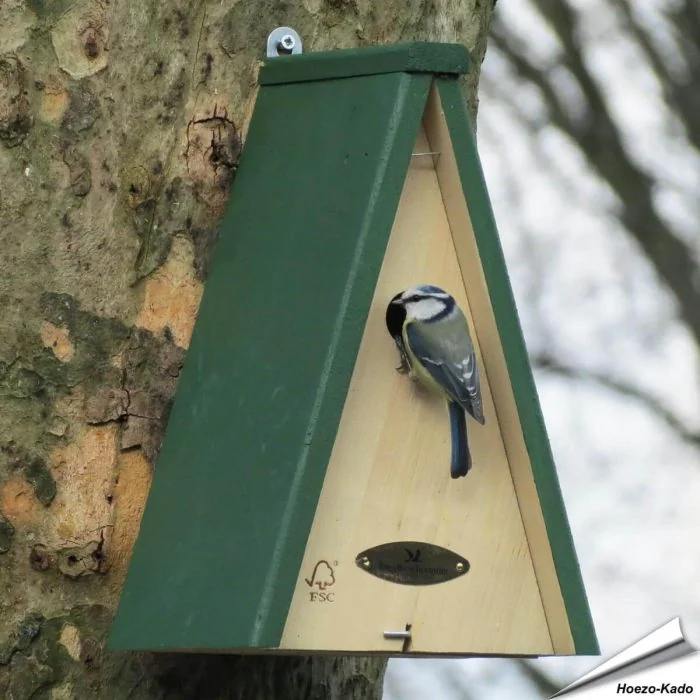Nestkast Miami 28mm ✔️ Geschikt voor pimpelmees, kuifmees, glanskop en zwarte mees ✔️ FSC-hout ✔️ Aanbevolen door Vogelbescherming NL ✔️ Bestel bij Vogelhuisje.com