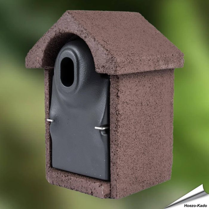 Houtbeton nestkast voor vogels | Ovale invliegopening | bruin | Vogelhuisje.com