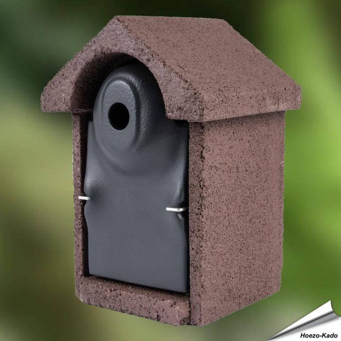 Houtbeton nestkast voor vogels | 28mm invliegopening | bruin | Vogelhuisje.com