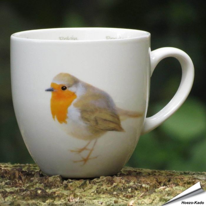 Porseleinen mok - Roodborstje - van Elwin van der Kolk - www.vogelhuisje.com