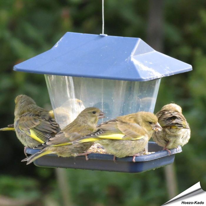 Hangende voedersilo met dakje