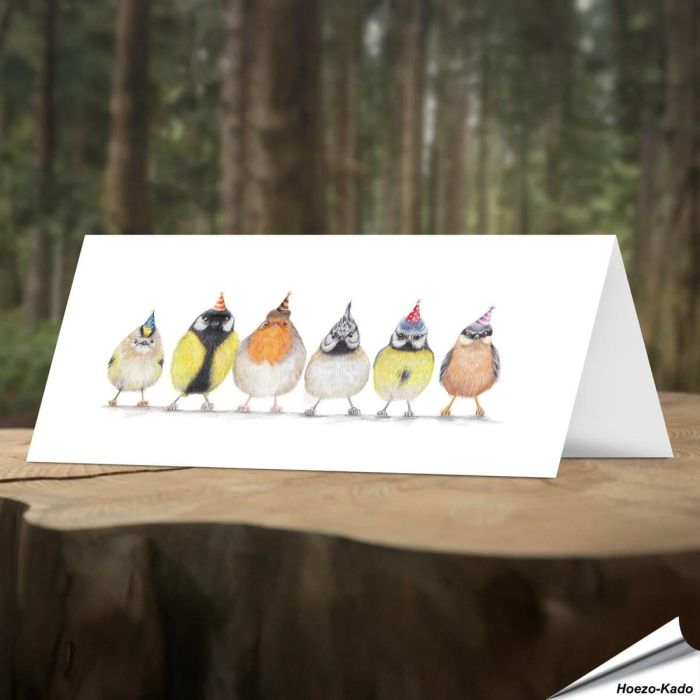 Verjaardagskaart met leuke tuinvogels - Voor natuurliefhebbers - Vogelhuisje.com