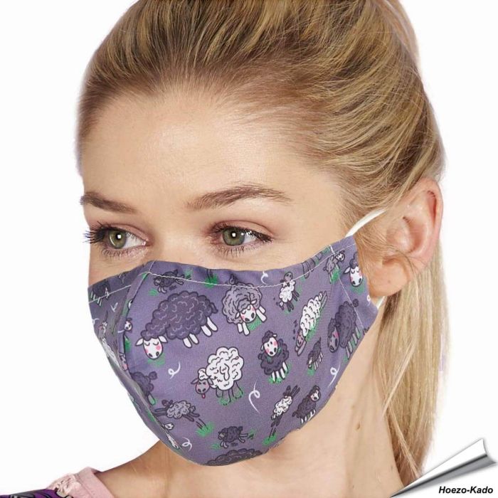 Mondkapje met Schapen | Wasbaar - Neusstrip