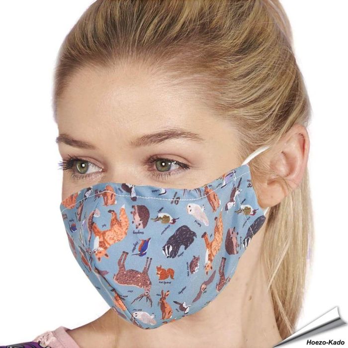 Mondkapje Bosdieren print - Wasbaar - Neusstrip