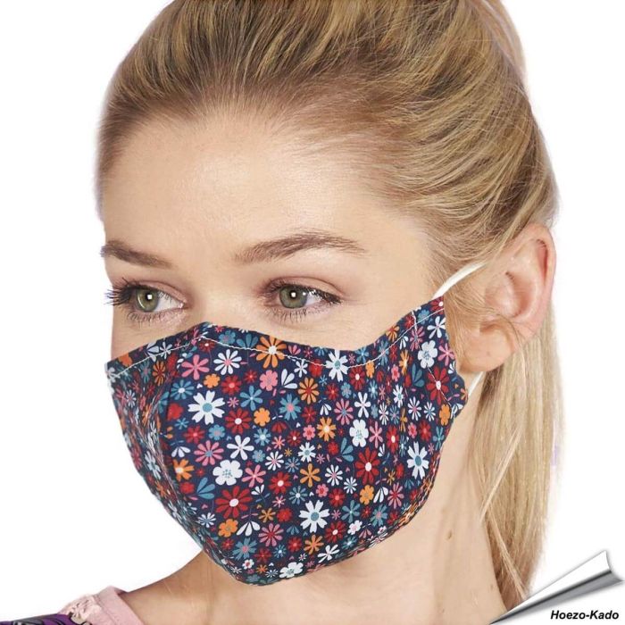 Mondkapje Bloemenprint | Wasbaar - Neusstrip