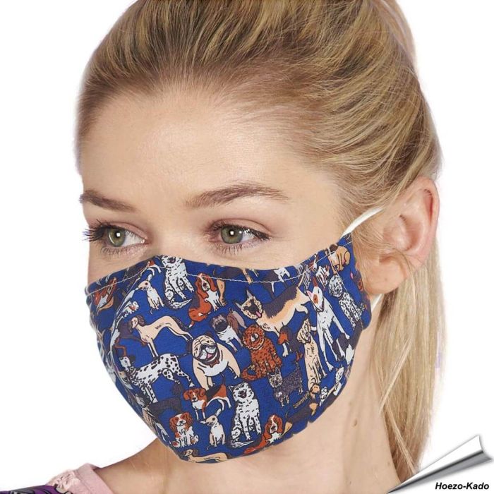 Mondkapje met Honden (blauw) | Wasbaar