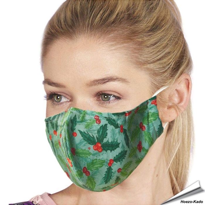 Mondkapje Kerst - Hulst & Besjes | Wasbaar - Neusstrip