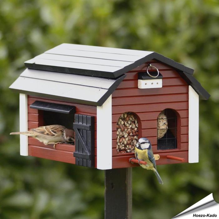 Voederschuur (rood) - Multifeeder Barn | Wildlife Garden | Vogelhuisje.com