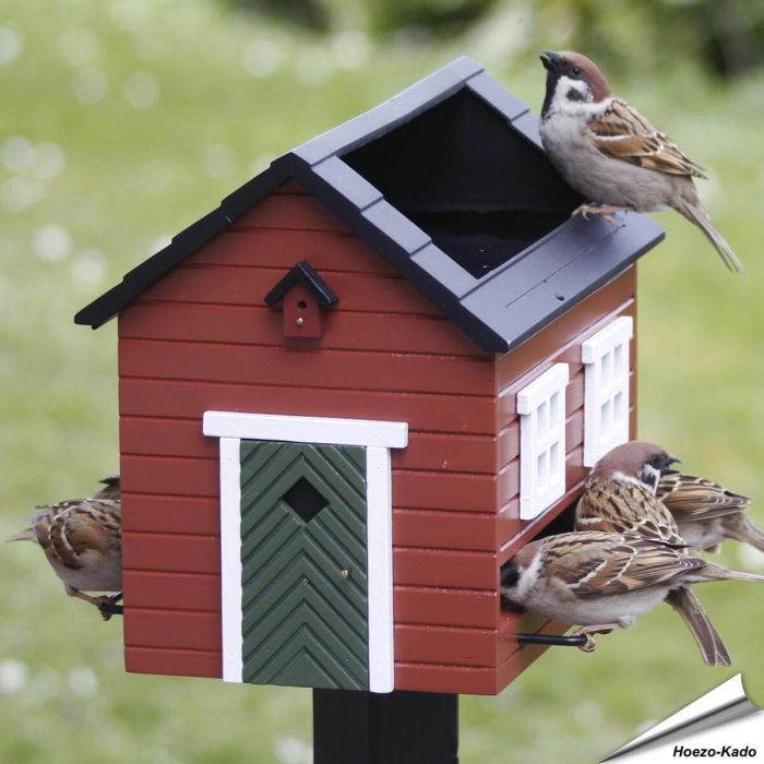 Voederhuis met bad (rood)