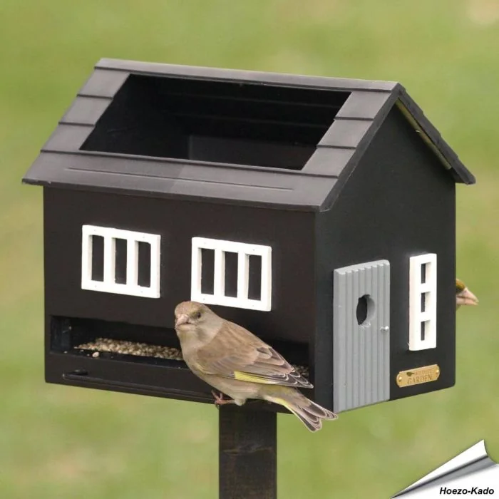 Voederhuisje Fågelmatare met bad (zwart)