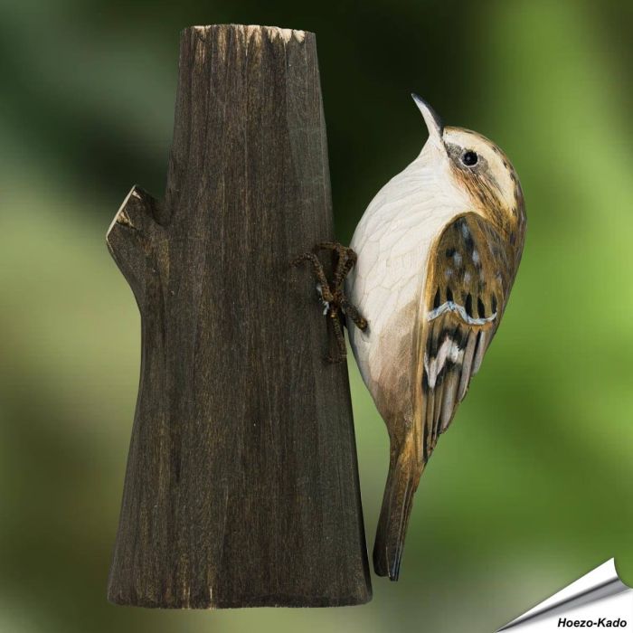 DecoBird - Boomkruiper | Houtgesneden vogel | lindenhout