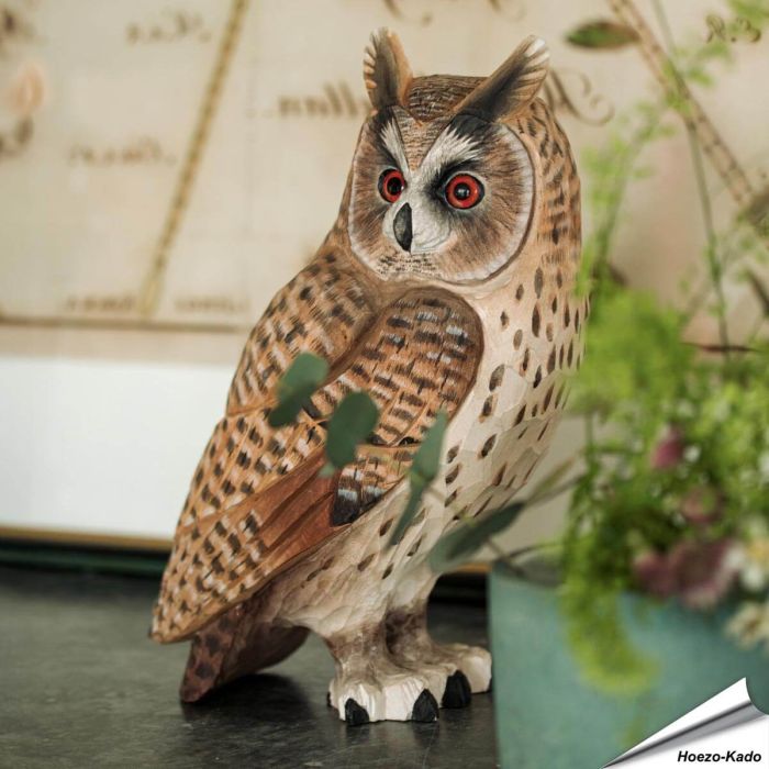 DecoBird - Ransuil | Houtgesneden vogel | lindenhout - Vogelhuisje.com