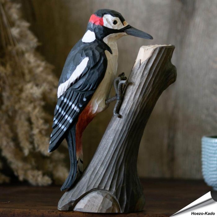 Decobird - Grote bonte specht | Houtgesneden vogel