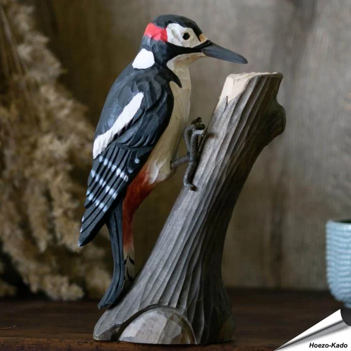 Decobird - Grote bonte specht | Houtgesneden vogel