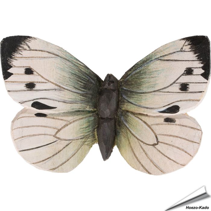 DecoButterfly - Houtgesneden vlinder in de vorm van een Groot Koolwitje