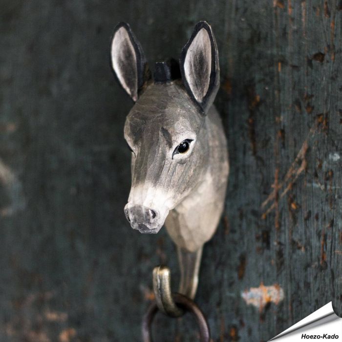 Kledinghaak - Ezel ✔️ Hoogwaardig hout en met de hand beschilderd ✔️ Handgemaakt, milieuvriendelijk ✔️ Maximaal draagvermogen: 10 kg ➤ Bestel op Vogelhuisje.com
