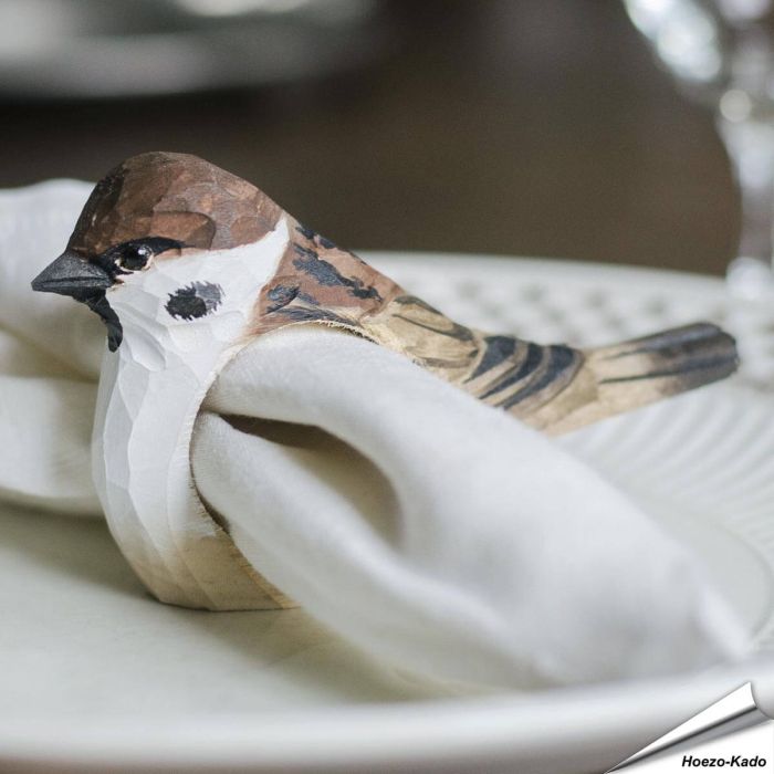 Houten Servetring Ringmus - Natuurdecoratie | Vogelhuisje.com