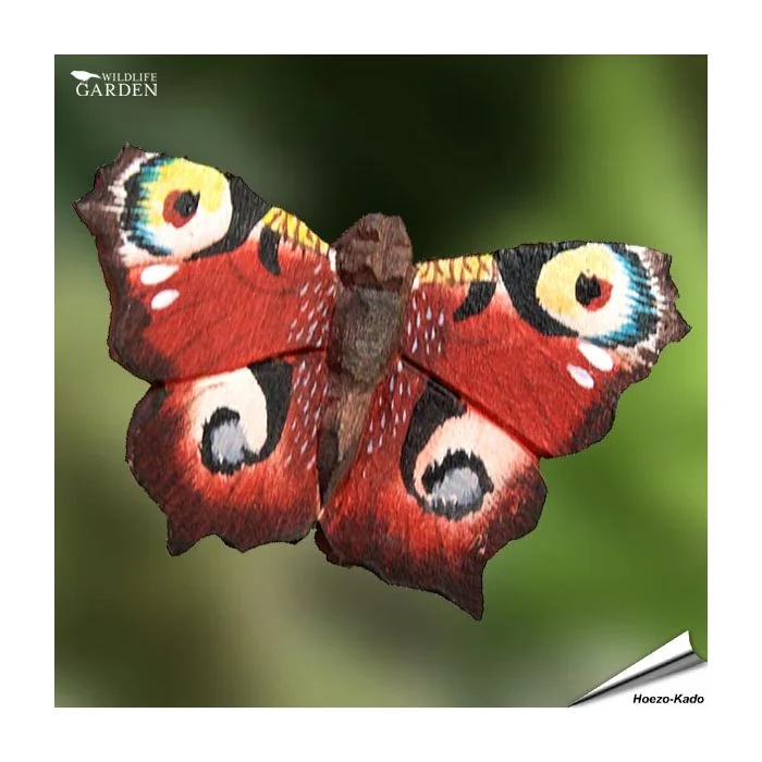 Houtgesneden Vlinder - DecoButterfly - Koelkast Magneet - Dagpauwoog | Vogelhuisje.com